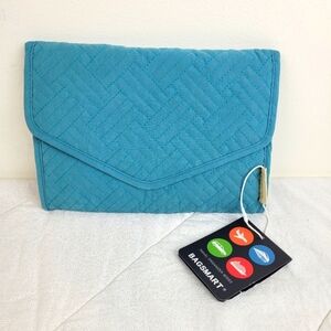 Bagsmart Teal Blue Quilted Envelope Style Versatile Jewelry Travel Bag 9x6 NWT